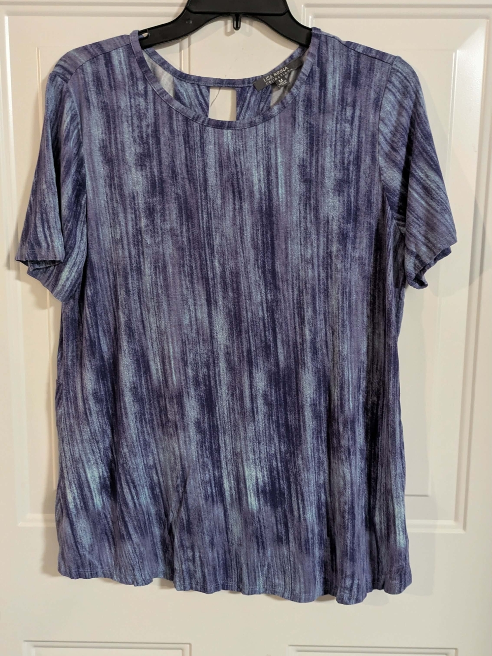 Lisa Rinna Collection Blue-Purple Short Sleeve Crew Top